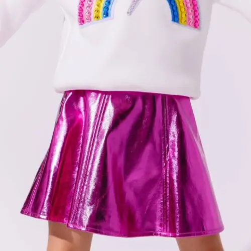 Hot-Pink-Metallic-Leather-Skirt