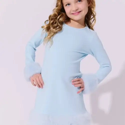 Pastel Penelope Dress for Girls – Faux Fur Trim | Togs Moments