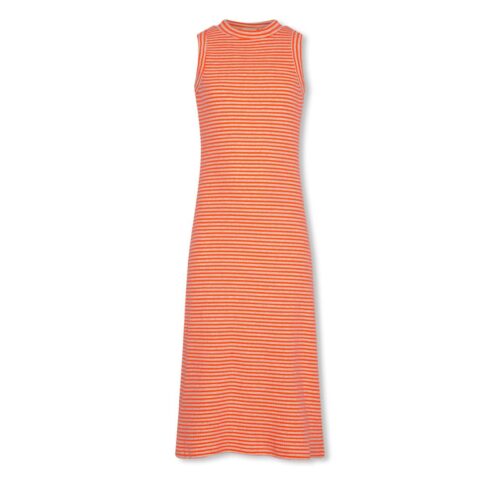 Elio Orange Stripe Ribbed Maxi Dress