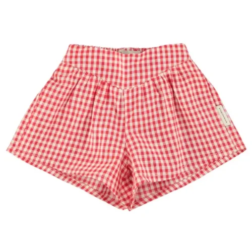 Red & Ecru Checkered Shorts