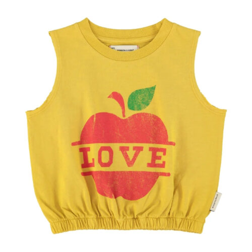 Mustard Apple Print Sleeveless Top
