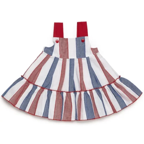 Striped Dress with Straps & Ruffled Layers