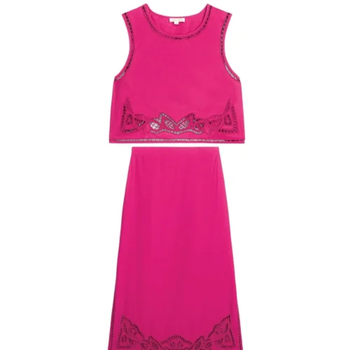 Amarante Embroidered Pink Set