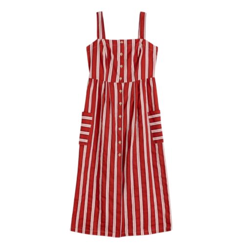 Striped Evasé Strap Dress